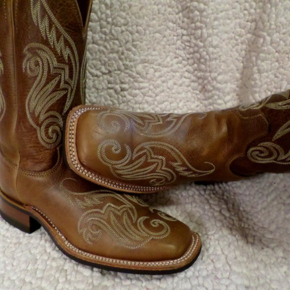 WOMEN PREOWN JUSTIN LEATHER COWGIRL BOOTS BRWN-sz 6.5 B - Picture 1 of 13